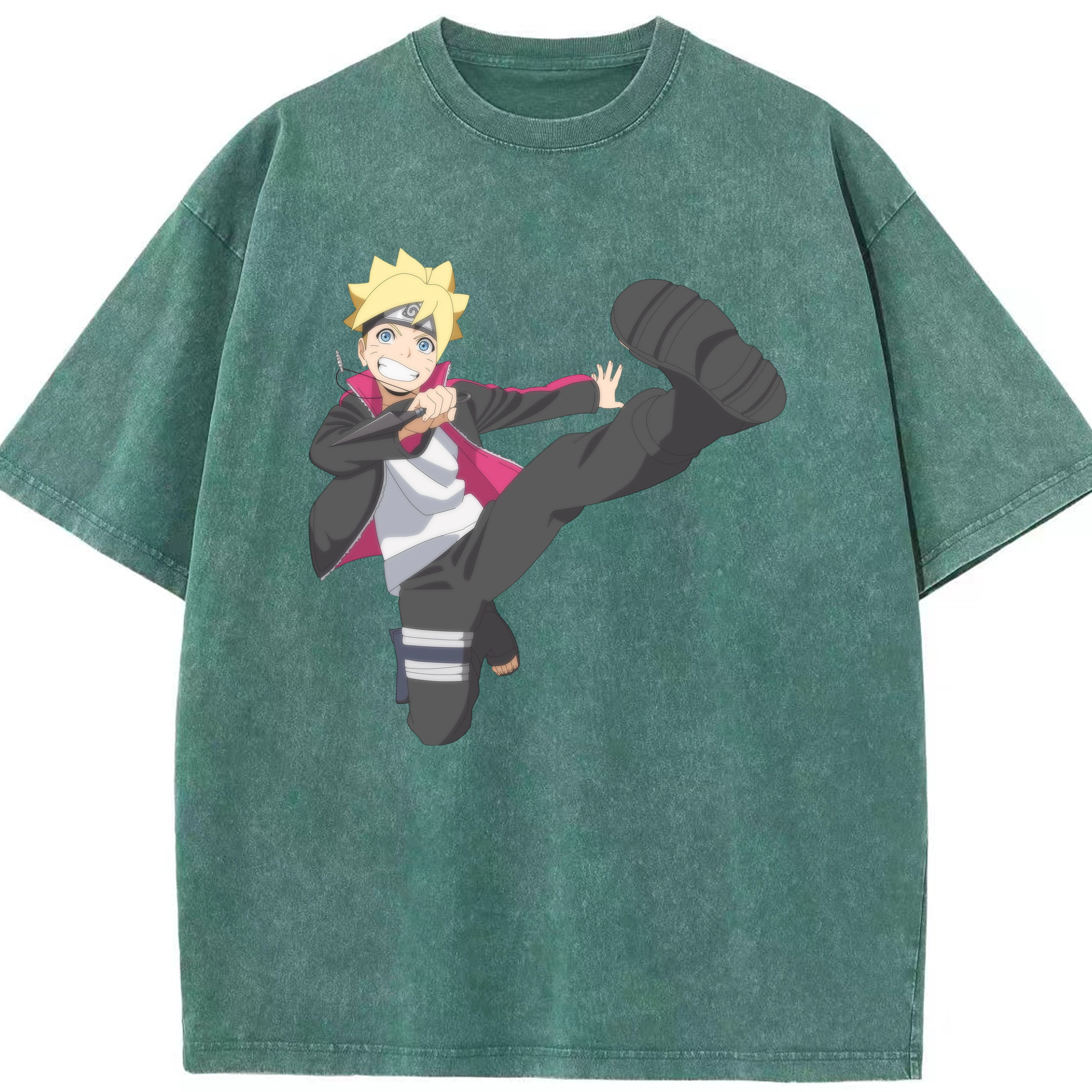 （画像用） NARUTO -ナルト- うずまき ボルト Uzumaki Boruto 綿100% ヴィンテージ風 半袖Tシャツ（フロントプリント）